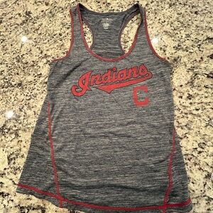 Women's MLB Gray and‎ Red Indians Tank Top Discontinued Namesake